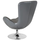 Chaise d’appoint salon-réception de série Œuf en cuir gris (CH-162430-GY-LEA-GG)-Appuis-bras courbés intégrés