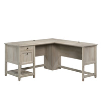 Sauder 59"W La Collection Edge Water Bureau en L - Finition Chalked Chestnut-Le tiroir sur des glissières à extension complète peut contenir des fichiers suspendus de format Lettre ou A4 pour rester organisé