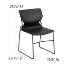 Flash Furniture – Chaise empilable Hercules à tubulure noire style traîneau, siège et dossier plein noirs-Matériel polypropylène