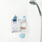 Ulti-Mate – Distributeur à savon avec 3 réservoirs et miroir, blanc-Comprend un porte-savon et des crochets pour suspendre les rasoirs et accessoires