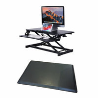 Rocelco - Élévateur de bureau réglable assis/debout de 31,5 po avec tapis anti-fatigue - Noir-L'élévateur de bureau réglable Hi-Lift nécessite un assemblage minimal.