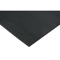 Zenith Safety - Tapis Avec Nervures Fines, Essuie-Pieds, 75' X 3' X 1/8po, Noir-Couleur Noir