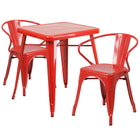 Flash Furniture – Ensemble avec table et 2 sièges à bras ajourés, intérieur/extérieur, métal, rouge (CH31330270RED)-Rouge/métal, caoutchouc