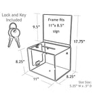 Azar Displays – Très grande boîte de suggestions transparente avec pochettes, verrou et clés, 8,25 x 11 x 8,25 po (206389)-Un cadre d’affiche de 9 1/2 po de haut. est joint pour une hauteur totale de 17 3/4 po