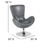 Chaise d’appoint salon-réception de série Œuf en cuir gris (CH-162430-GY-LEA-GG)-Mousse ignifuge CA117