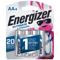 Energizer Piles Lithium Ultime AA. Paquet de 4-No 1 - La pile Energizer Ultimate Lithum est la pile AA la plus durable