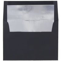 JAM Paper Enveloppes à livrets au fini lin avec fermeture gommée, 5 -1/4 x 7 1/4 po, noir, intérieur argent, paquet de 1000-Noir, intérieur argent