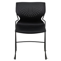 Flash Furniture – Chaise empilable Hercules à tubulure noire style traîneau, siège et dossier plein noirs-Chaise empilable multi-usages