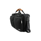 PKG - Sac à dos/sac de messager convertible Trenton avec tissu recyclé - Noir/Tan-Bandoulière réglable rembourrée incluse. Sangles de sac à dos rembourrées cachées. Fermetures éclair noires inversées