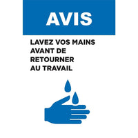Autocollant Mark Maker Français Cling Decal - Avis Lavez Vos Mains Avant De Retourner Au Travail-Autocollant autocollant français au dos