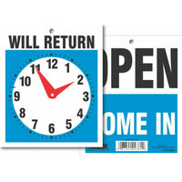 Headline Sign - Enseigne « Ouvert/Fermé/De retour » avec horloge-6 po H x 5 po L
