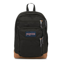 Jansport – Sac à dos Cool pour étudiant, noir-Noir/polyester 600 deniers avec fond en similicuir