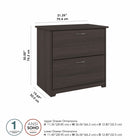 Classeur latéral à 2 tiroirs Cabot de Bush Furniture - gris pourpre-Les tiroirs classeurs s’ouvrent tout en douceur sur des coulisses à roulement à billes pleine extension pour faciliter l’accès au contenu