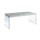 Monarch Specialties - 3230 Table De Salon - Gris Cimente Et Verre Trempe-Surface grise en panneau de particules et pattes en verre trempé