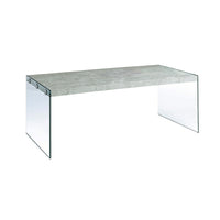 Monarch Specialties - 3230 Table De Salon - Gris Cimente Et Verre Trempe-Surface grise en panneau de particules et pattes en verre trempé