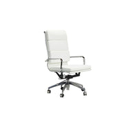 Plata Import – Fauteuil de bureau Lark, dossier élevé, blanc (LS-1020-WHITE)-Revêtement polyuréthane