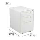 Flash Furniture Classeur ergonomique à verrouillage mobile à 3 tiroir suspendu pour dossiers juridiques et lettres, blanc-Conçu pour s'adapter sous la plupart des tables et des bureaux