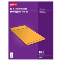 Staples - Enveloppes kraft pour catalogue avec rabats gommés, 10 x 13 po, 24 lb, brun, paquet de 100-Idéales pour l'envoi de catalogues, livrets, brochures et documents de plusieurs pages