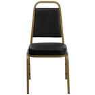 Flash Furniture – Chaise banquet empilable Hercules, dossier trapézoïdal, structure dorée et vinyle noir, 4/paquet-Ensemble de 4 chaises de banquet polyvalentes
