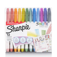Marqueurs créatifs S-Note de Sharpie, coul. variées, paquet de 12-Parfait pour la prise de notes, le soulignage, le surlignage, le dessin et plus encore