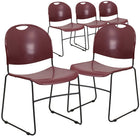 Flash Furniture - Chaise ultra-compacte empilable bourgogne de la série HERCULES avec cadre enduit de poudre noire-Capacité de poids de 880 lb