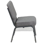 Flash Furniture – Chaise d’église Hercules 21 po larg, siège 3,75 po épais, compartiment pour livre, gris, structure argentée-Rembourrage en tissu gris