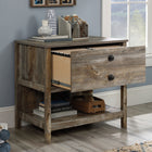 Sauder - La Collection Granite Trace Classeur lateral - Finition Rustic Cedar-Tablette ouverte offre espace rangement supplementaire.
