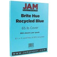 JAM Paper Papier couverture cartonné recyclé Brite Hue lisse, 8 1/2 x 11 po, bleu, 250 feuilles/rame-Bleu