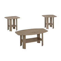 Monarch Specialties - 7927P Ens De Tables - 3Pcs/Taupe Fonce-Table basse : 22 haut. x 16 larg. x 36 prof. (po) Table d'appoint : 20 haut. x 20 larg. x 20 prof. (po)