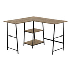 Monarch Specialties - 7592 Bureau 48 po L - Dessus Taupe Fonce De Coin/Metal Noir-Bureau en coin rectangulaire solide et 2 étagères de 2 tailles différentes avec finition stratifiée faux bois taupe foncé