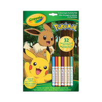 Crayola - Bloc de pages à colorier et d'activités - Pokémon-Comprend 32 pages à colorier et d'activités et 7 mini marqueurs lavables
