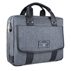 Sacoche pour Ordinateur Portable 13-14", Sac à Bandoulière, Sac de Travail/Voyage/Affaires, Matière Déperlante - Grise-3 poches extérieures zippées (2 à l'avant, 1 plus grande à l'arrière)