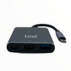 tmd Adaptateur multifonction USB-C vers HDMI 4K avec Alimentation et port USB-A-Gris Sidéral-HDMI x 1, PD x 1, USB3.0 x 1