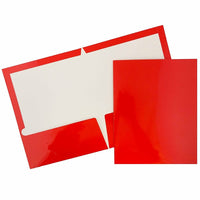 JAM PaperMD – Chemises de présentation lustrées avec deux pochettes, rouge, 50/paquet-Chemises de présentation rouges lustrées