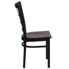 Flash Furniture - Chaise de restaurant de la série HERCULES en métal noir à dossier fenêtre - siège en bois d'acajou-Siège en bois fini acajou