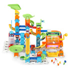 VTech - Marble Rush - Ensemble tire-bouchon Rush - 112 pièces-Il suffit de vider les 10 billes du baril et de les regarder dévaler les rampes jusqu'au gobelet tire-bouchon, au vortex et à l'ascenseur