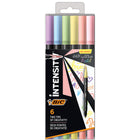 BIC - Intensity à double pointe - pointe fine (0,7 mm) et pinceau flexible dans des tons pastel assortis - Paquet de 6-Pointe fine, 0,7 mm