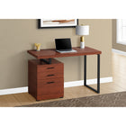 Monarch Specialties - 7641 Bureau 48 po L - Cerise/Metal Noir/Face L/R-Conçu de manière durable avec une finition en stratifiée brun cerise et un pied en forme de U en métal noir robuste pour un aspect contemporain, avec un plateau facile à nettoyer, idéal pour étudier, écrire ou travailler sur votre ordinateur portable.