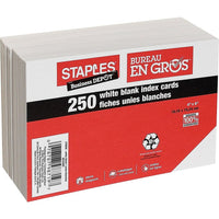 Staples - Fiches, 4 po x 6 po, vierges, blanches-Robuste et économique
