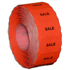 Meto – Étiquettes rouges fluorescentes « SALE » 2026, 2 lignes, 1125/RL, 12 rouleaux/paq-Bords ondulés conçus pour attirer l’attention du client