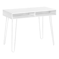 Monarch Specialties - 7770 Bureau 40 po - Blanc/Metal Blanc-Bureau d'ordinateur fini en stratifiée blanc moderne avec 2 compartiments de rangement ouvertes