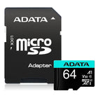 Adata - Carte microSDXC/SDHC UHS-I U3 V30S Premier Pro classe 10 de 64 Go avec adaptateur-Vitesse de lecture de jusqu'à 1000 Mo/seconde et vitesse d'écriture 80 Mo/seconde (vitesse de lecture / écriture basées sur les tests internes ADATA ; les performances peuvent être inférieures selon le périphérique hôte)