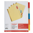 Staples® - Gros onglets insérables, de couleur, 5 onglets, paq./4-Gros onglets pouvant contenir 2 lignes de texte  