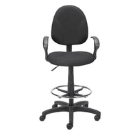 Staples – Tabouret à hauteur extensible, avec accoudoirs, noir-Capitonnage en tissu noir résistant à l'usure