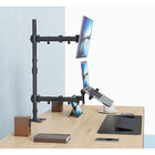 SHOPPINGALL Support extra haut entièrement ajustable pour double écran et ordinateur portable avec mât de 31,5 pouces pour ordinateur portable jusqu'à 17" Moniteurs jusqu'à 32" - SA-LH09L-Noir-8
