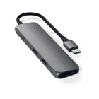 Satechi Adaptateur 4K USB-C Multi-Ports Mince - Gris sidéral-Transférez rapidement des documents, des fichiers vidéo et musicaux