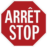 SCN Industrial - Panneaux De Signalisation « Arrêt / Stop », 18po x 18po, Aluminium, Bilingue Avec Pictogramme-Type d'affichage Boulonné