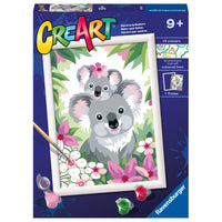 Ravensburger - CreArt Kit de peinture par numéros Koala Cuties-Des contours colorés faciles à voir distinguent chaque section, aidant les enfants à obtenir d'excellents résultats