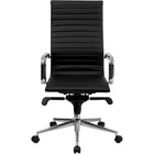Nicer Interior - chaise de bureau à dossier haut de style groupe nervuré - noir-Les bras en métal et la base à cinq branches offrent stabilité et confort.  