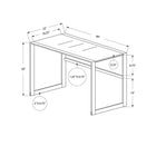 Monarch Specialties - 7379 Bureau 48 po L - Metal Noir/Verre Trempe Noir-Design minimaliste avec lignes épurées s'adapte à tous les styles, fini de tous les côtés